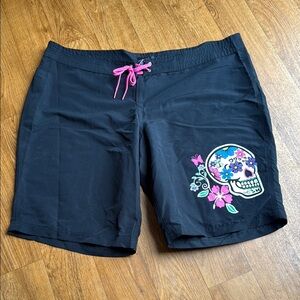Torrid Black Shorts with Colorful Skull Design